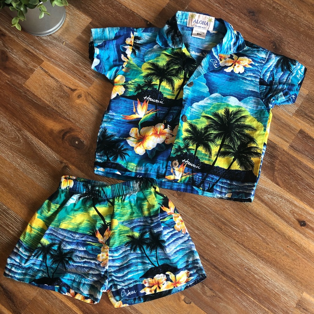 EUC! Aloha Baby Boys Hawaiian Outfit. Size 6mo.